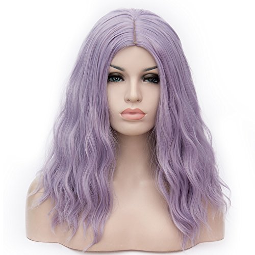 GooAction 19.7 ''/50cm médio longo longo macio e cinza cinza púrpura parte lolita peruca para mulheres reposição sintética