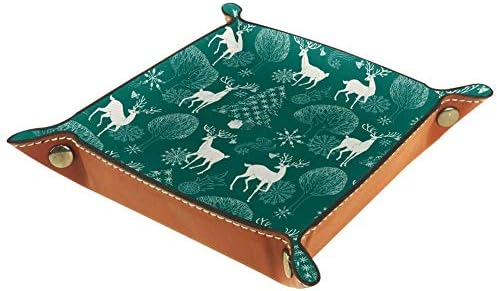 Bandejas de mesa do escritório Muooum, elk de Natal de Natal na floresta, bandeja de manobrista de couro caixas de sorda