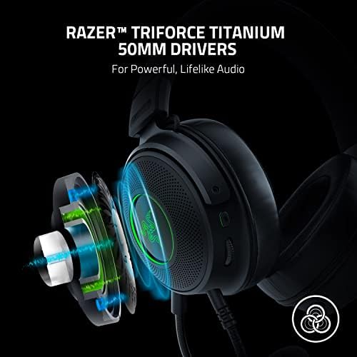 Razer Kraken V3 HyperSense Wired USB Gaming Headset & Seiren X Usb Streaming Microfone: Grade Professional - Montagem