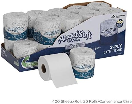 Angel Soft Ultra Professional Series Papel higiênico em relevo por GP Pro Banheiro Tissue, 20 contagem, branco