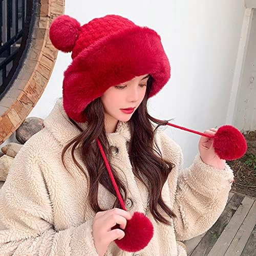 Chapéus de pompom de inverno para mulheres tricotar chapéus de crochê feminino