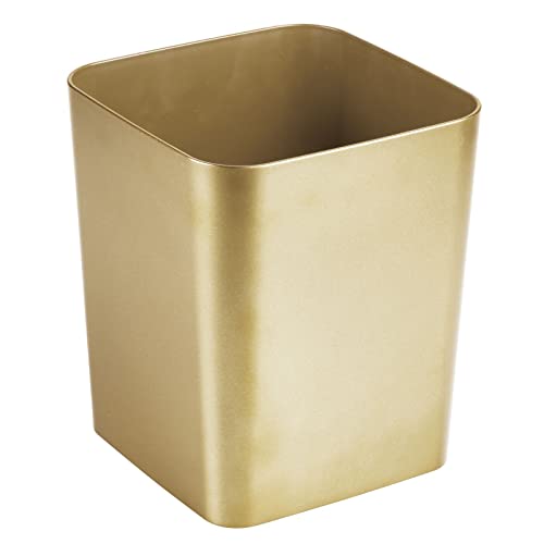 Mdesign Small Square Metal Metal 2,3 galão Lixo pode cesta de lixo lixo Bin para banheiro, pó, quarto - possui resíduos