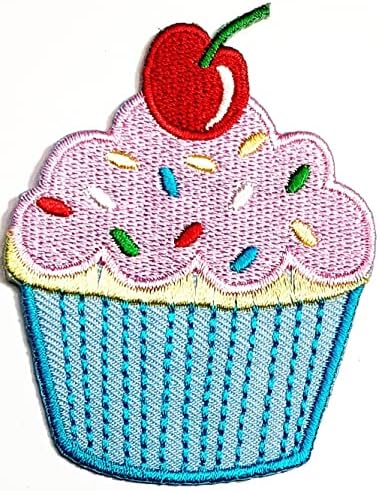 Kleenplus 3pcs. Cupcakes de frutas de cereja Cupcakes de patch cupcakes fofos adesivos azuis de artesanato de artesanato
