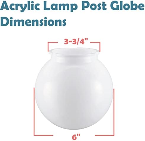 Aspen Creative 28001-11 Lâmpada de reposição de acrílico branco Post Globe, Fitter 3-3/4 , 1 pacote
