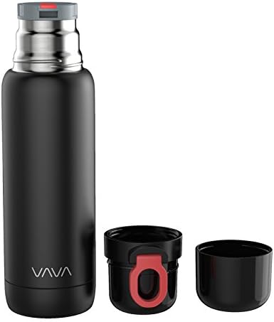 Thermos de aço inoxidável VAVA com duas xícaras de servir caneca de tampa, 17 onças de água de paredes duplas isoladas garrafa de