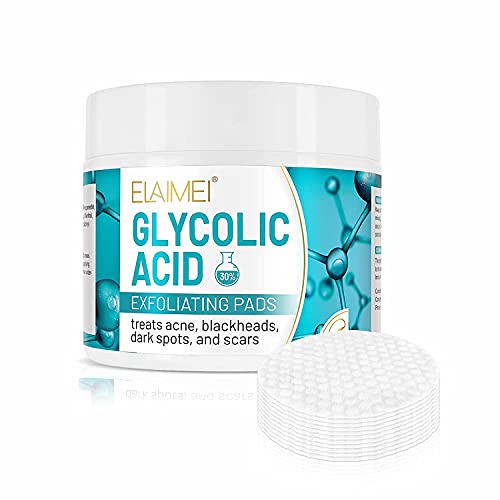 Almofadas esfoliantes de ácido glicólico - 30% de almofadas de limpeza glicólica, face e corporal Redução de casca para acne, cravos,