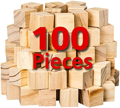 Cubos de madeira para artes e ofícios - DIY - Blocos de fotos - Blocos de madeira naturais inacabados de 1 polegada - 100