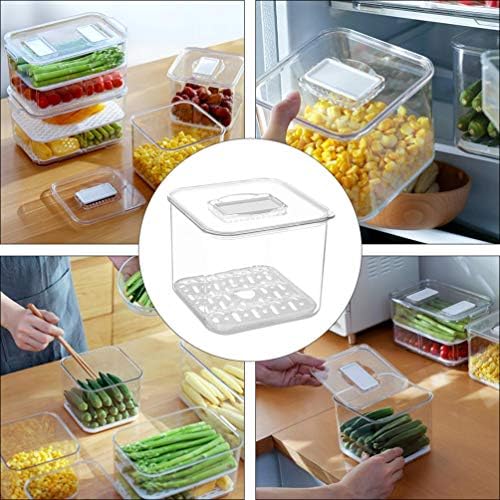 Refrigerador LuxShiny Produzir recipientes de economia de drenagem alimentos frutas vegetais caixa de armazenamento caixa de armazenamento empilhável geladeira organizador fresco cesta de lixeiras com tampas ventiladas gavetas de armazenamento organizador