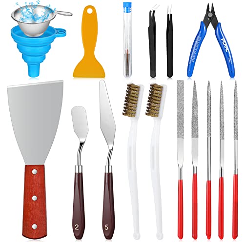 25 PCS Kit de impressão 3D 3D Kit Acessórios de impressão 3D incluem 2 pincel de arame 1 faca de massa 1 pá de plástico 5 arquivos de diamante 2 Tweezer 10 agulhas 1 Plier 1 Funil 2 Raspador para Limpeza Remoção de acabamento