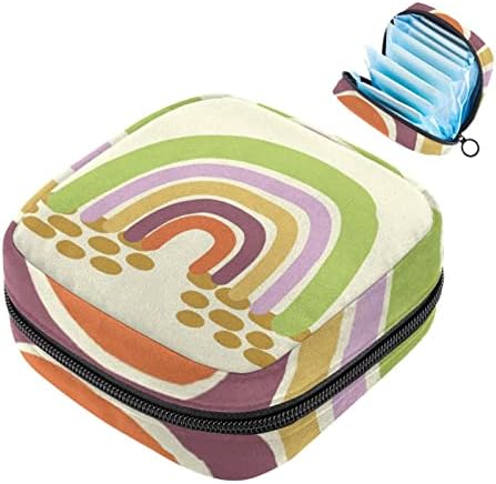 Bolsa de armazenamento de guardanapos sanitários de Oryuekan, bolsas de zíper menstrual reutilizável portátil, bolsa de armazenamento de tampões para mulheres meninas, arco -íris de desenho animado