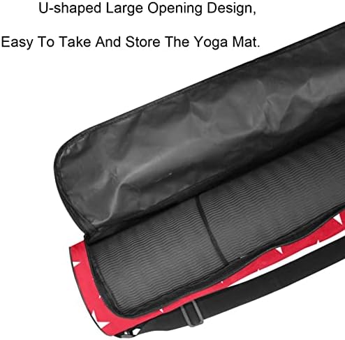 Exercício ioga tapete de transporte de bolsa transportadora com alça de ombro estrelas brancas no padrão de fundo vermelho, 6,7x33.9in/17x86