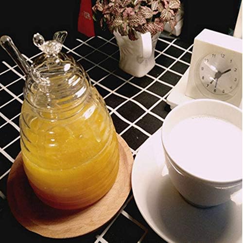 Jarra de mel de vidro transparente de grande capacidade, jarra de mel com alvo com dipper e tampa, adequado para dispensador de