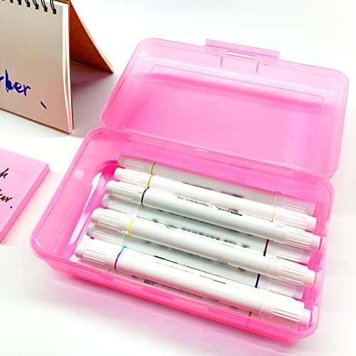 Caixa de lápis transparente de grande capacidade Ykimok, caixa de lápis, caixas de lápis de plástico, design empilhável,