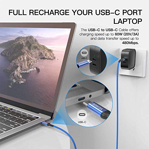 Cabo USB-C para USB-C 6 pés [2 pacote], Awnuwuy 60w tipo C para digite C Cabo de carregamento rápido para iPad Pro
