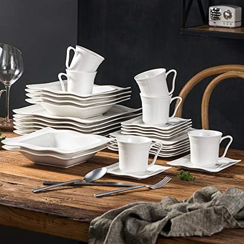 Placa de jantar Conjunto de 40 peças de porcelana de mesa de mesa com 12*xícaras, pires, pratos de sobremesa de sopa de jantar para 12 pessoas
