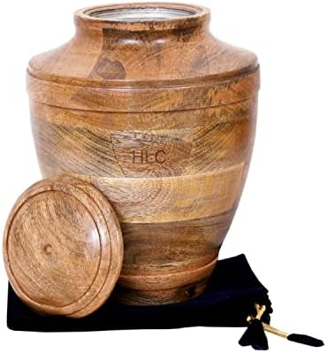 Urna de madeira artesanal de HLC para cinzas humanas - urna funerária adulta - urna artesanal acessível para cinzas - 10,5 x 6 , elegante