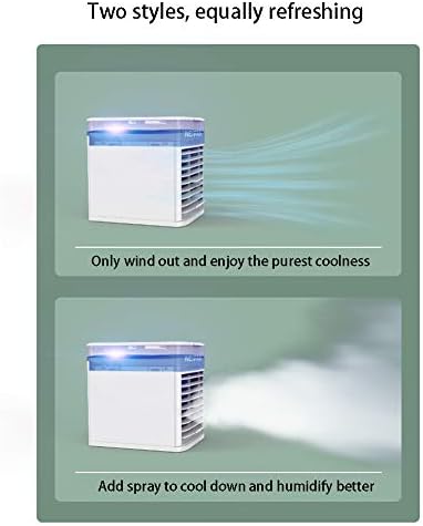 Refrigerador de ar pessoal, mini ar condicionado de ar condicionado, refrigeradores evaporativos de 3 em 1, umidificador e purificador, 7 cores fã de resfriamento da mesa noturna LED, com carregamento USB, 3 velocidades do ventilador, branco