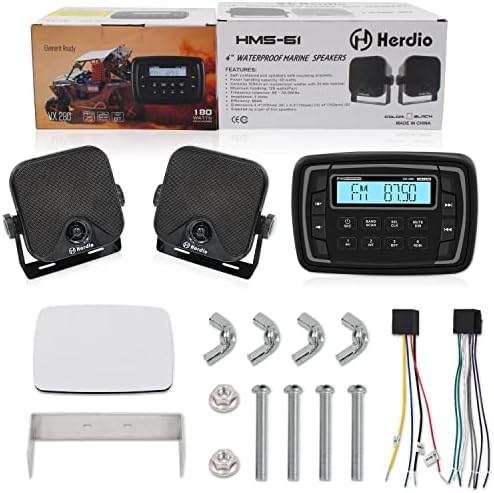 Herdio 4 polegadas de alto -falantes marítimos à prova d'água compatíveis com o receptor estéreo de rádio AM/FM Bluetooth para Polaris