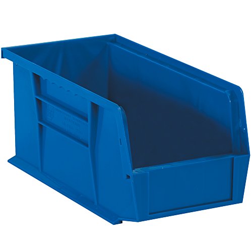 Pilha de plástico de suprimentos de suprimento superior e caixas de lixeira, 14 3/4 x 8 1/4 x 7 , azul