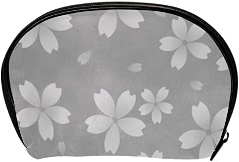 Saco de higiene pessoal pendurado de viagem, organizador de maquiagem portátil, suporte de cosméticos para pincéis conjunto, flores cinzentas de flores cinzas japonesas florais japoneses