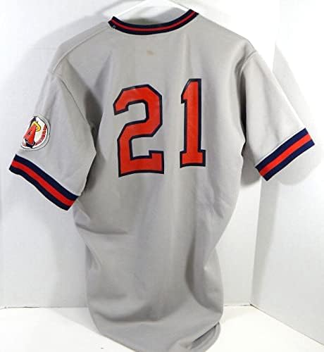1986 Midland Angels #21 Game usou Grey Jersey 44 DP24855 - Jerseys MLB usada