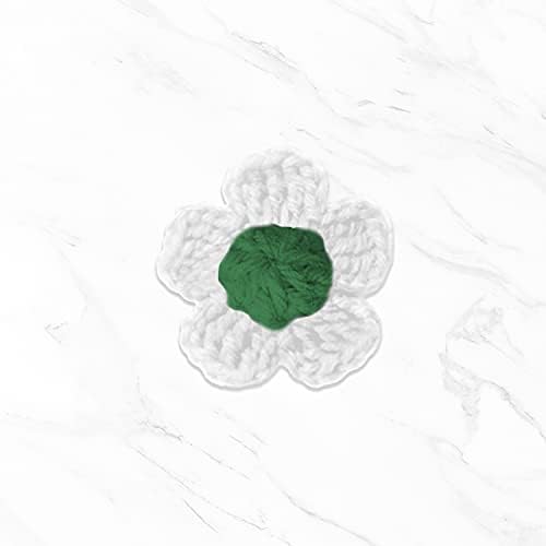 Flor de renda com crochê de Saro | 1 | branco/verde | 1 pc.