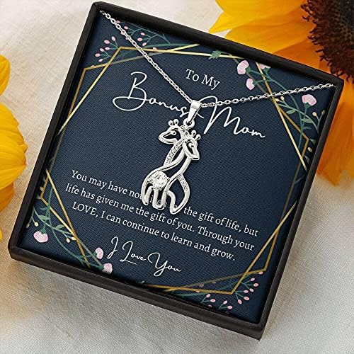 Jóias de cartão de mensagem, colar de colar artesanal- colar personalizado de girafa, para minha mãe bônus, o presente de você,