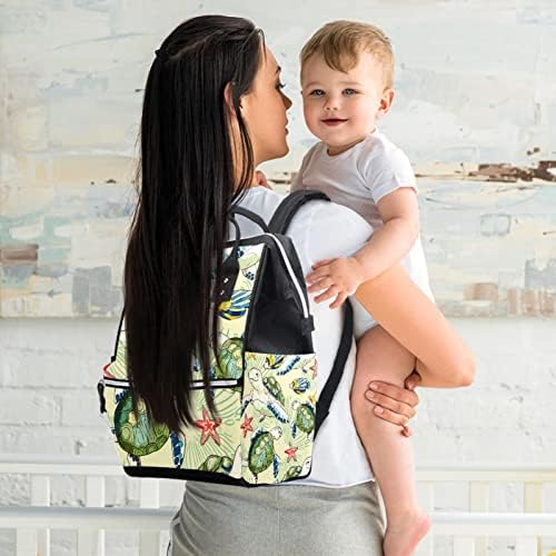 Mochila de tartaruga de fraldas Backpack Saco de cuidados à prova d'água Bolsa de troca de fraldas multifuncionais para homens 10,6x7.8x14in