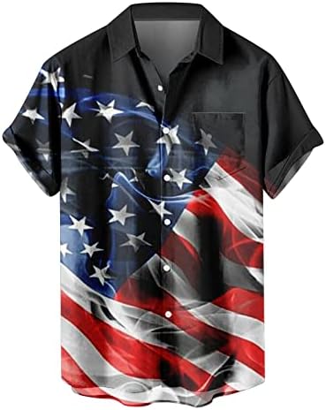 Camisetas de verão bmiEgm para homens de bandeira americana masculina camisas patrióticas para homens 4 de julho de colarinho de manga curta masculina camisetas