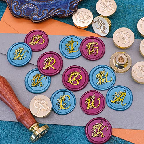 Taoskai Inicial do alfabeto C Carimbo de vedação de cera, sedura de letra de carta de rosa vintage para convite de casamento para convite de casamento, decoração de pacote de presentes e vinhos