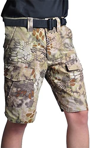 Mens shorts táticos, homens camuflagem calças de verão Summer ao ar livre de combate respirável shorts à prova d'água Ripstop Multi-Pockets
