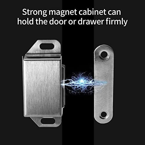 Cionyce 8 pcs portas magnéticas pegam com ímãs, 22lb de aço inoxidável porta de porta de trava de trava de trava, armário magneto