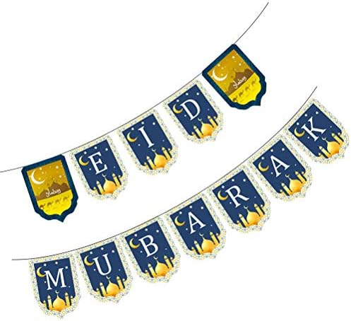 Abaodam Ramadan Bunting Party Favors Eid Mubarak Impressão Garland Banner Photo Aderetes Pull Sinalizador Decoração