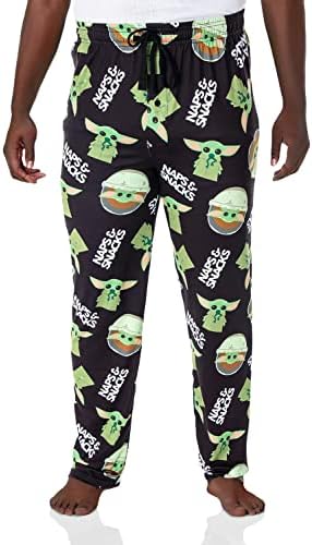 Star Wars Men's The Mandalorian Baby Yoda Lanches and Naps Loungewear Pajama calças