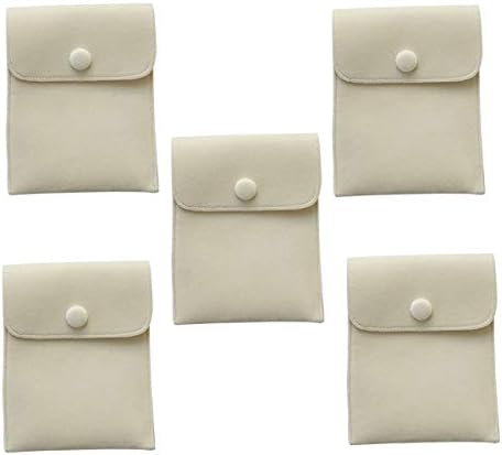 5 peças Bolsa de jóias de flanela com botão de encaixe portátil de flanela macia portátil bolsa de presente