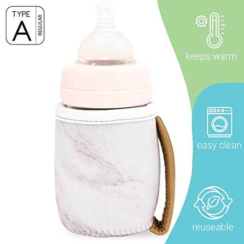 Milkboozii de 4 oz a 5 onças de manga de mamadeira de vidro de bebê reutilizável com alça de neoprene um hidrato, tampas de isolamento de garra que não deslizam para Medella Philips Natural Avent