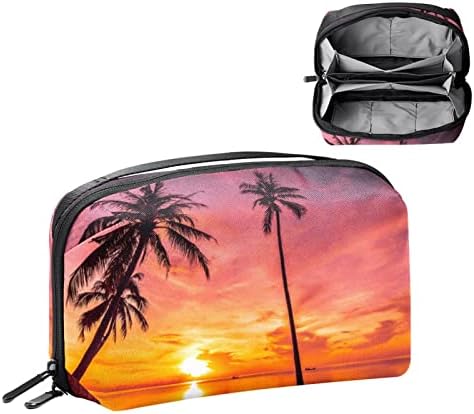 Sunset Tropical Beach Palm Tree Electronics Organizer, Saco de armazenamento de cabo de cabo à prova d'água para viagens em casa,