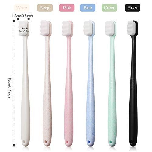 6 peças Micro nano escova de dentes extra macia escova de dentes Ultra Soft Soft Bertles Manual dentes escova com fio de fio de 20000 Bom efeito de limpeza para aparelhos e recessões de goma protege as gengivas frágeis