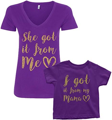 Threadrock pegou o meu conjunto de camisetas de decote em V Mama Toddler & Women