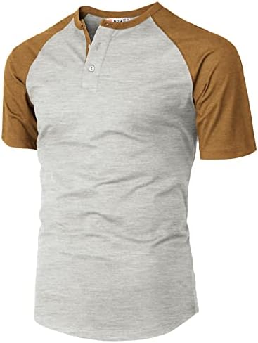 H2H Mens Henley - Raglan Sleeve Casual Slim Fit -shirts