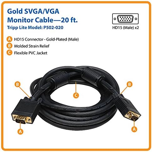 Tripp Lite VGA Coax Monitor Cabo, cabo de alta resolução com RGB Coax 20 pés.