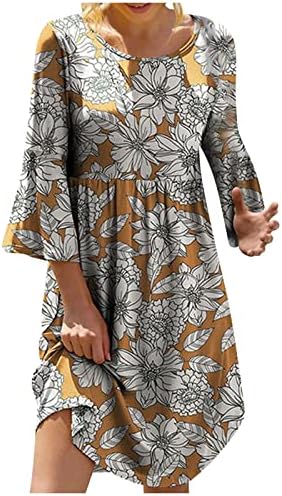 Vestidos fofos nokmopo para mulheres de manga curta verão casual moda floral com manga curta Vestido de giro de decote em V
