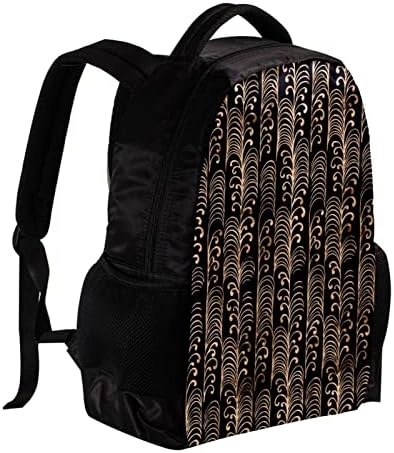 Mochila VBFOFBV para mulheres Backpack Backpack Backpack Bolsa Casual, folhas de ouro pretas japonesas vintage