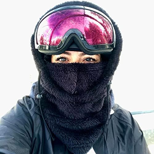Máscara facial de inverno resistente ao vento de veludo tímido Balaclava, máscara de esqui de lã para homens e mulheres, lenço