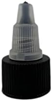 Garrafas de plástico Cosmo Green Cosmo de 8 oz -12 Pacote de garrafa vazia Recarregável - BPA Free - Óleos essenciais - Aromaterapia | Black/Natural Twist Top Cap - Feito nos EUA - por fazendas naturais