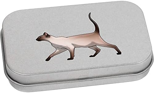 Azeeda 'Walking Siamese Cat' Metal Articled Stationery Tin/Storage Box