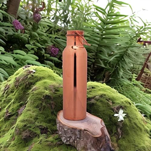 Garrafa de água de cobre Craftycasa 1000ml/34oz | Garrafa simples de cobre com alça | Garrafa ayurvédica para benefícios para a
