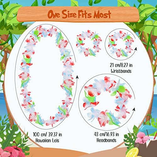 250 PCs Hawaiian Leis Bulk Luau Decorações de festa havaiana Bandas de cabeça tropicais e pulseiras Flor Lei para adultos