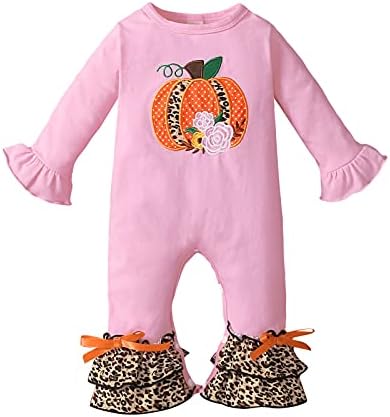 Xbkplo meninas roupas de leopardo longo halloween jactérico baby baby babados de manga meninas de meninas de meninas tamanho 5 roupas