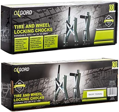 Oxgord Axel-Chock-Stabilizer para trailer, trailer, campista-parada de pneus de bloqueio rápido universal para veículos de eixo duplo-se encaixa em até 15 cm